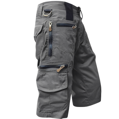 Men's Tactical Cargo Shorts with Multiple Zip Pockets