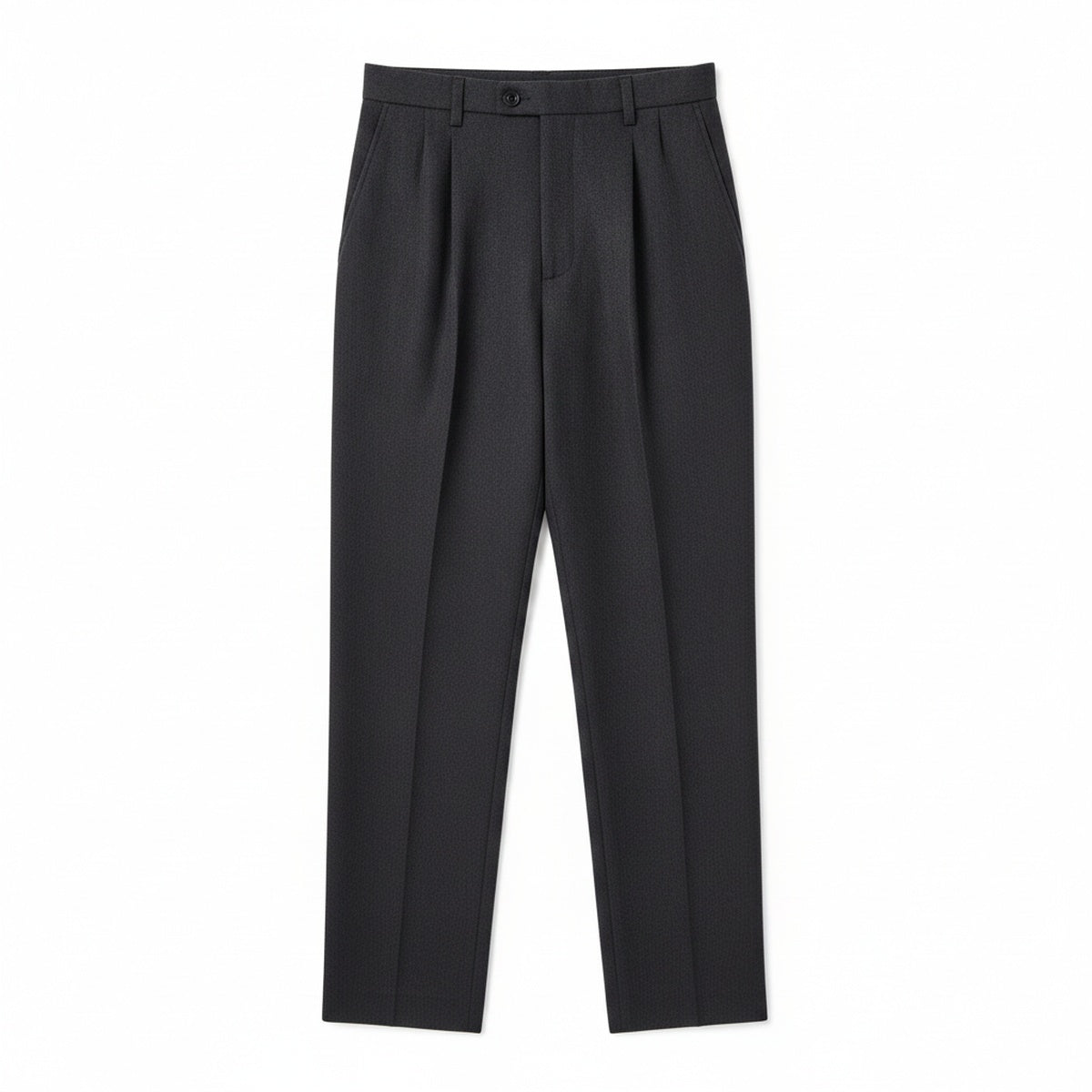 Men's Tailored Dress Pants with Double Pleats and High-Rise Waist