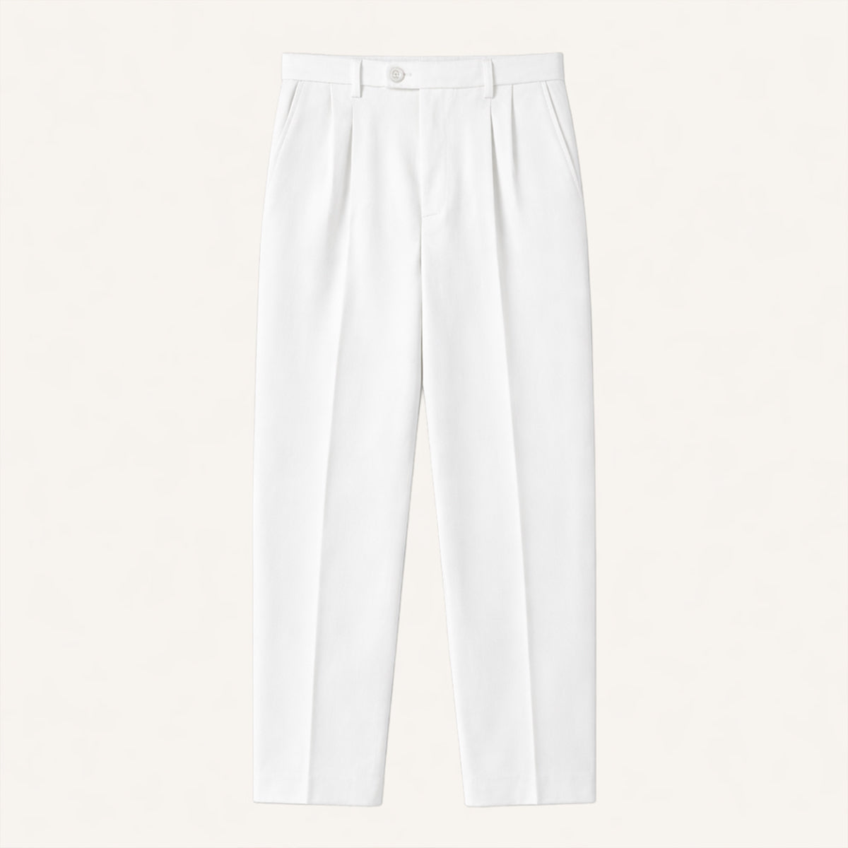 Men's Tailored Dress Pants with Double Pleats and High-Rise Waist