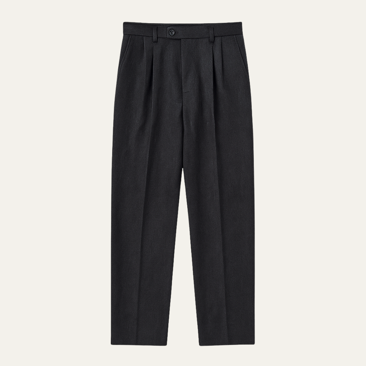 Men's Tailored Dress Pants with Double Pleats and High-Rise Waist