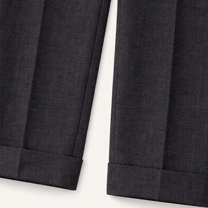 Men's Tailored Dress Pants with Double Pleats and High-Rise Waist