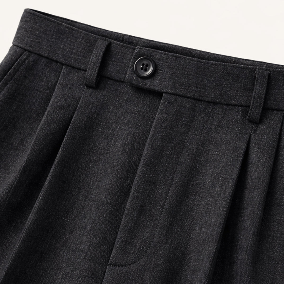Men's Tailored Dress Pants with Double Pleats and High-Rise Waist