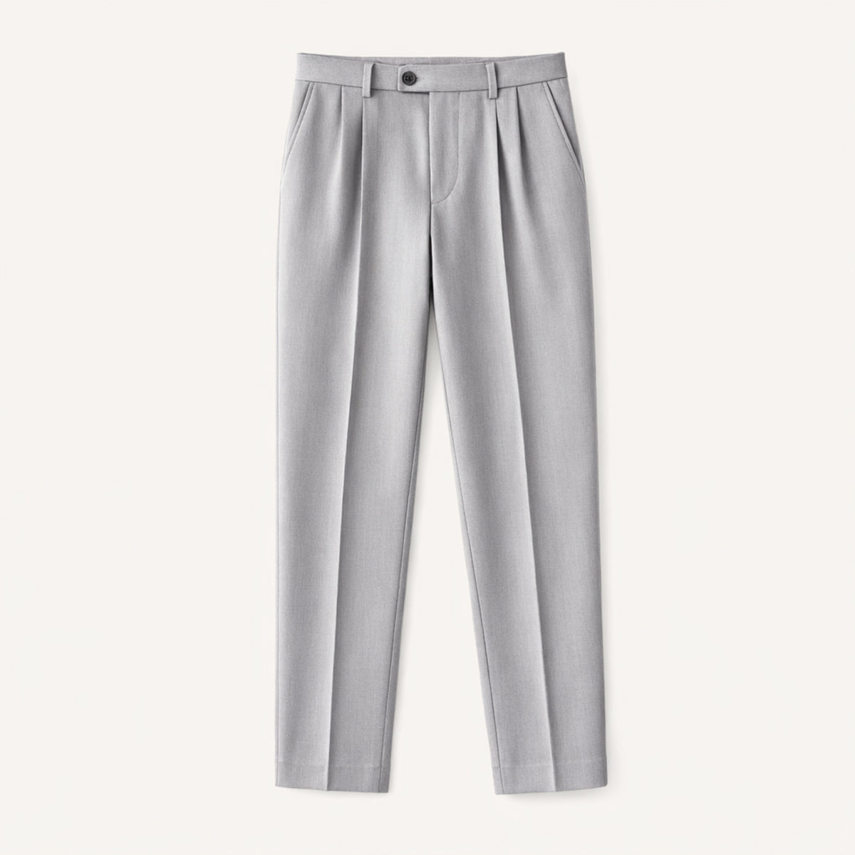 Men's Tailored Dress Pants with Double Pleats and High-Rise Waist
