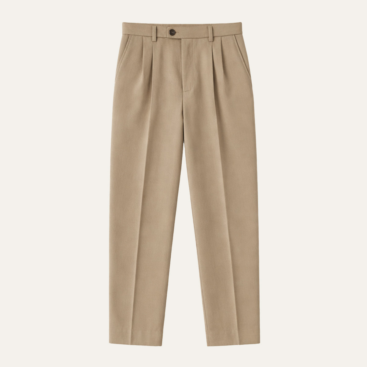 Men's Tailored Dress Pants with Double Pleats and High-Rise Waist