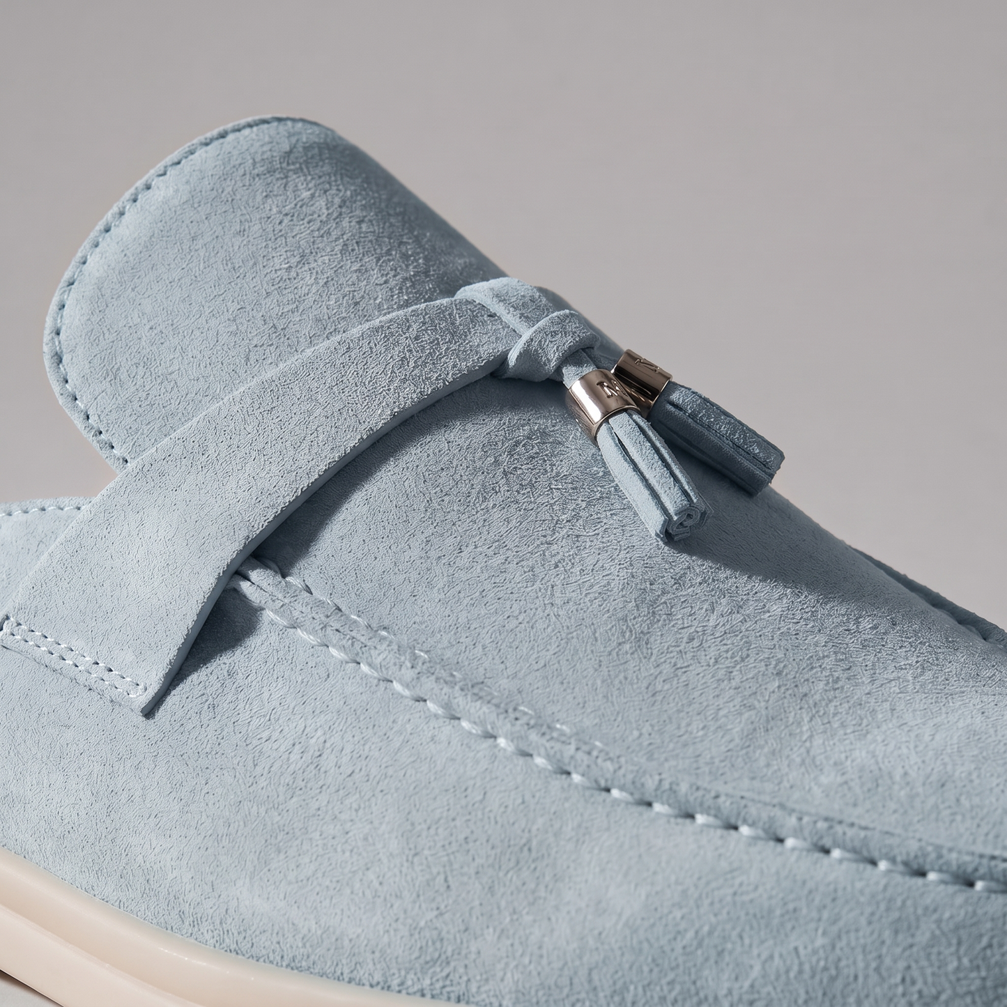 Men's Tassel Loafer Mules with Open Back and Metal Detail