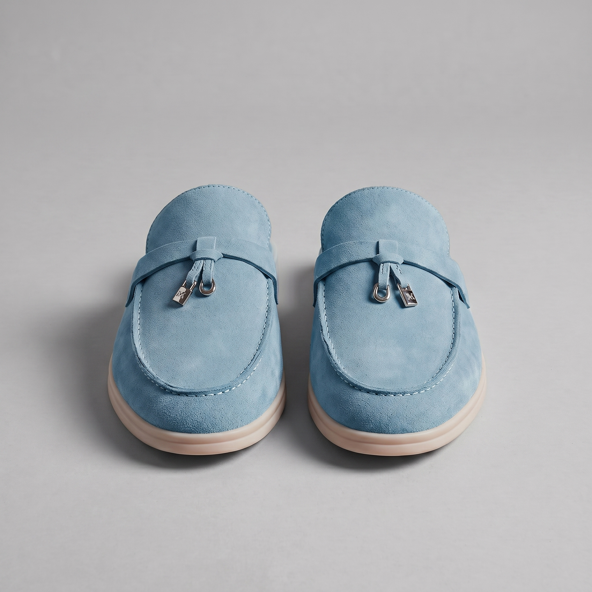 Men's Tassel Loafer Mules with Open Back and Metal Detail