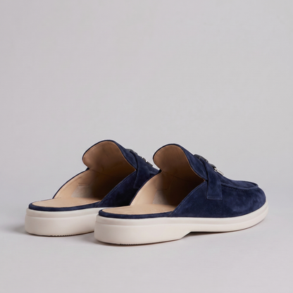 Men's Tassel Loafer Mules with Open Back and Metal Detail