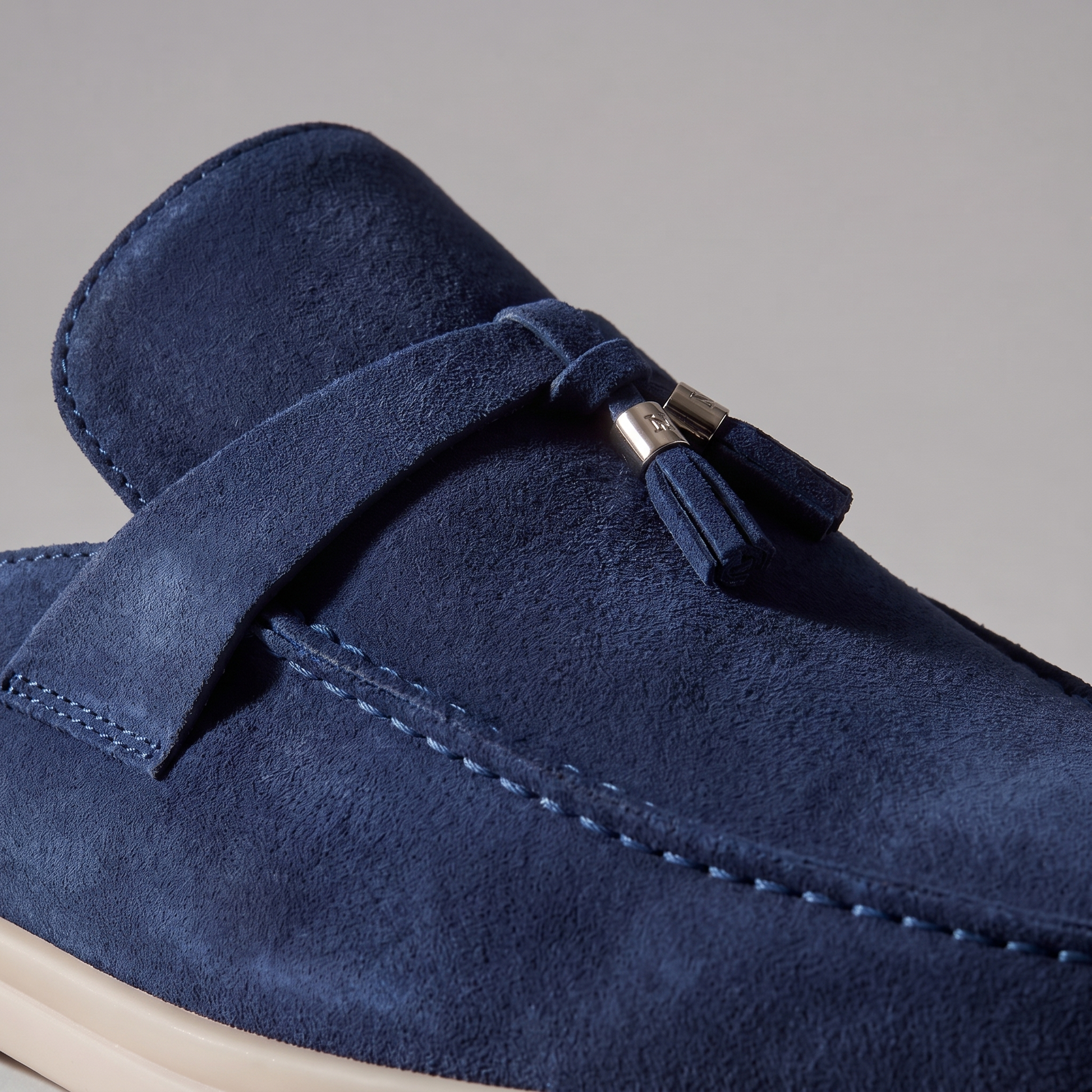 Men's Tassel Loafer Mules with Open Back and Metal Detail