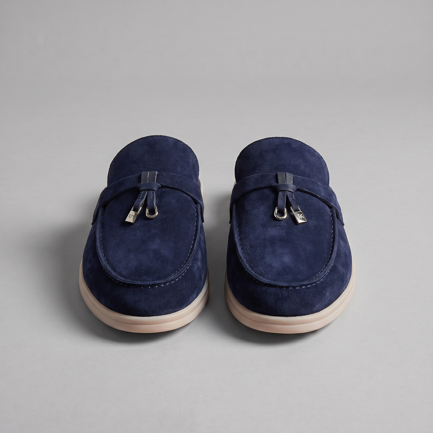 Men's Tassel Loafer Mules with Open Back and Metal Detail