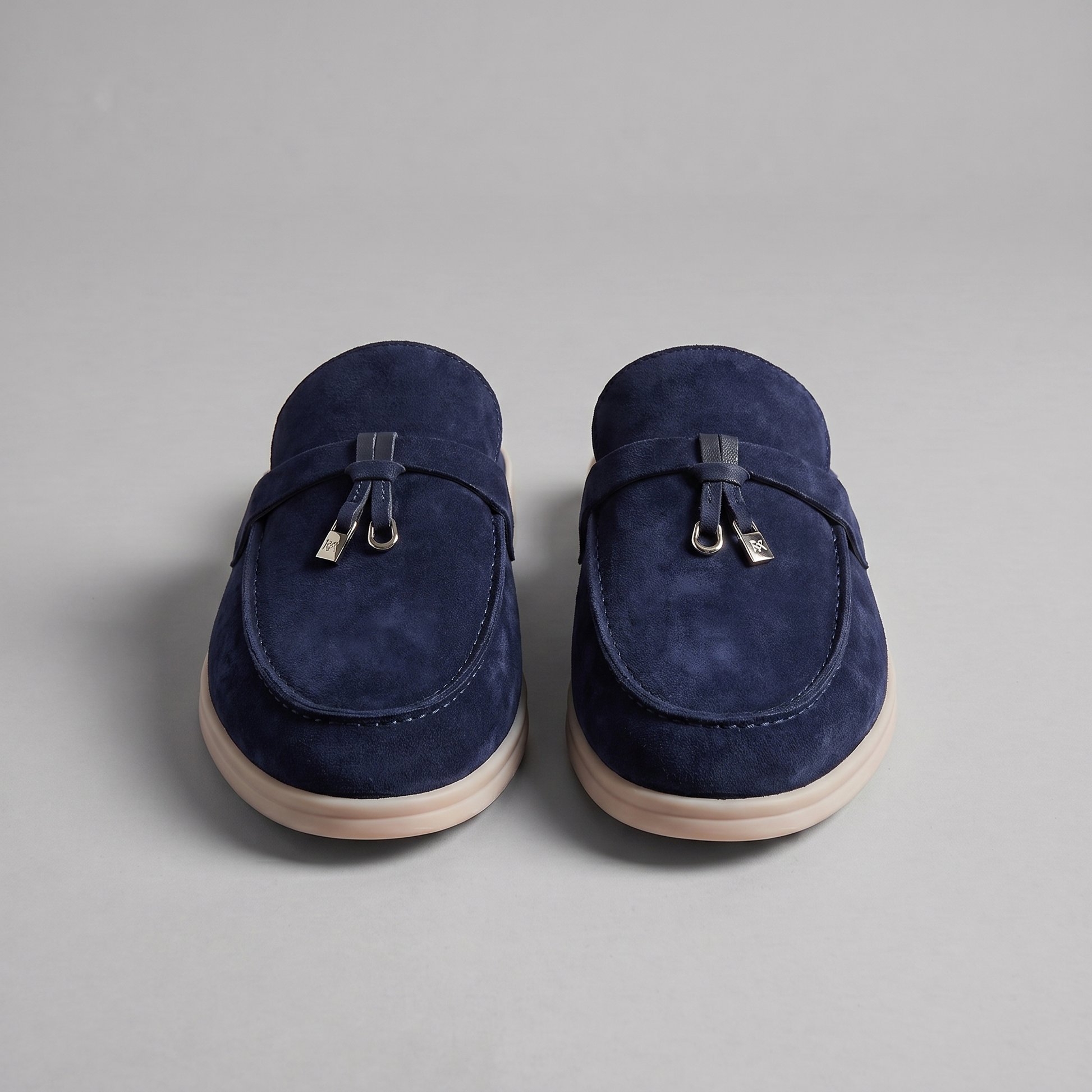 Men's Tassel Loafer Mules with Open Back and Metal Detail