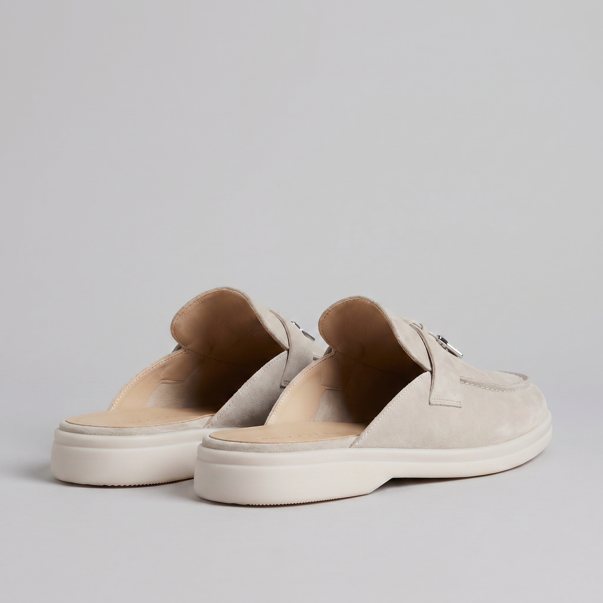 Men's Tassel Loafer Mules with Open Back and Metal Detail