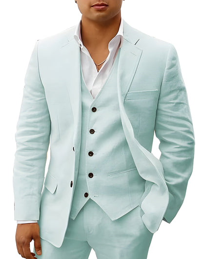 Men's Three-Piece Suit with Notch Lapel, Waistcoat and Trousers