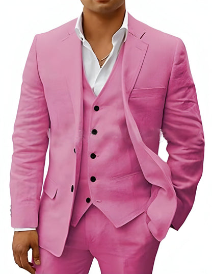 Men's Three-Piece Suit with Notch Lapel, Waistcoat and Trousers