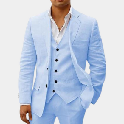 Men's Three-Piece Suit with Notch Lapel, Waistcoat and Trousers