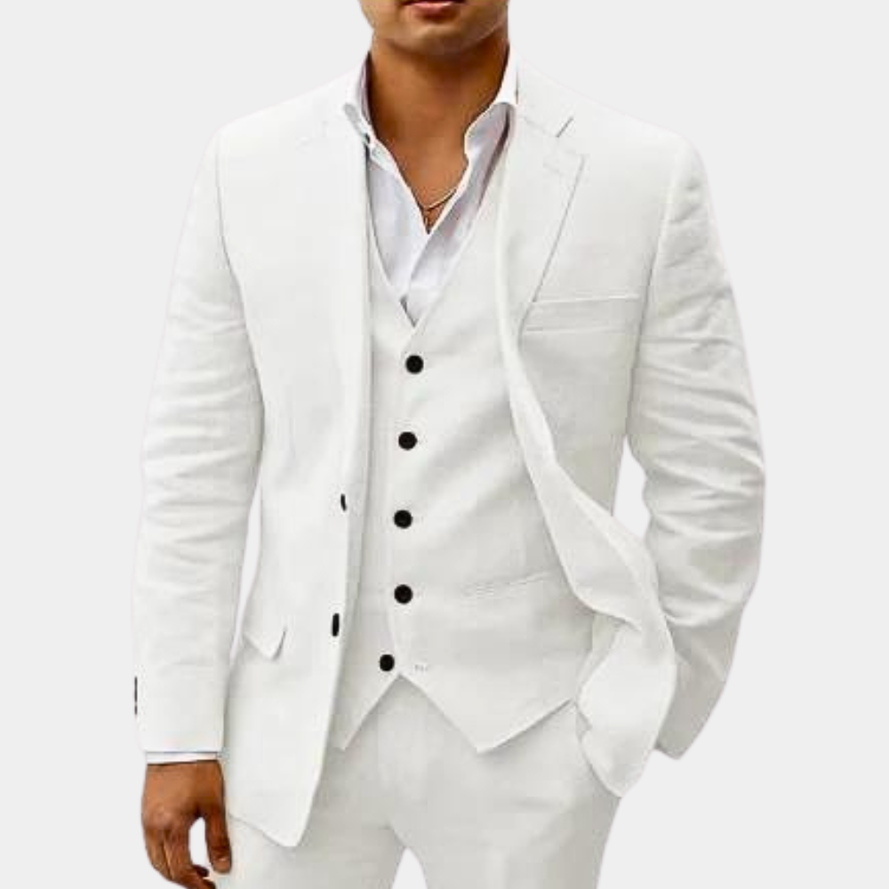 Men's Three-Piece Suit with Notch Lapel, Waistcoat and Trousers