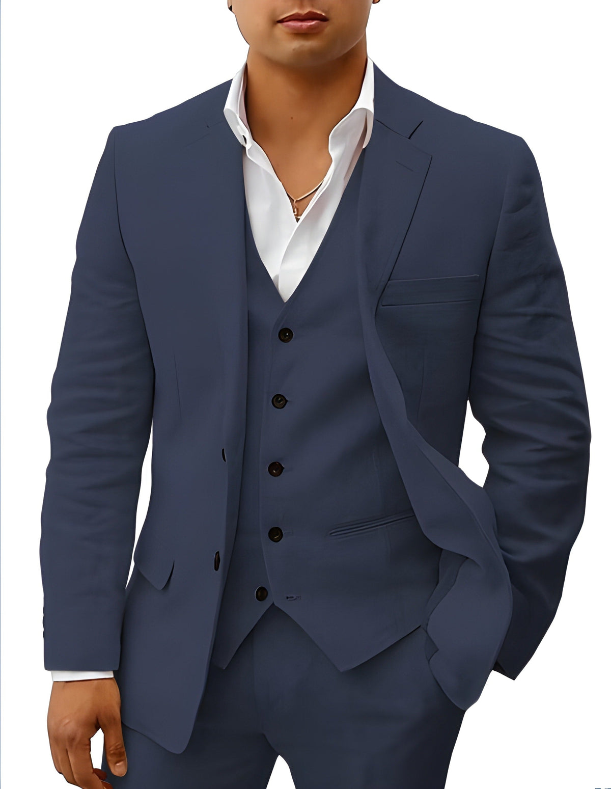 Men's Three-Piece Suit with Notch Lapel, Waistcoat and Trousers
