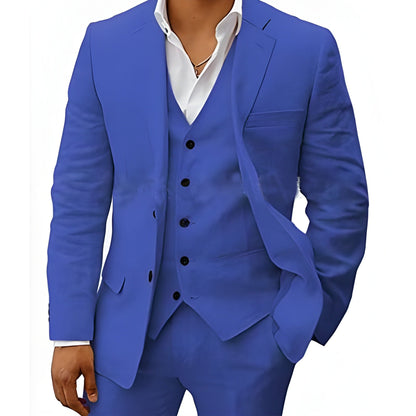 Men's Three-Piece Suit with Notch Lapel, Waistcoat and Trousers