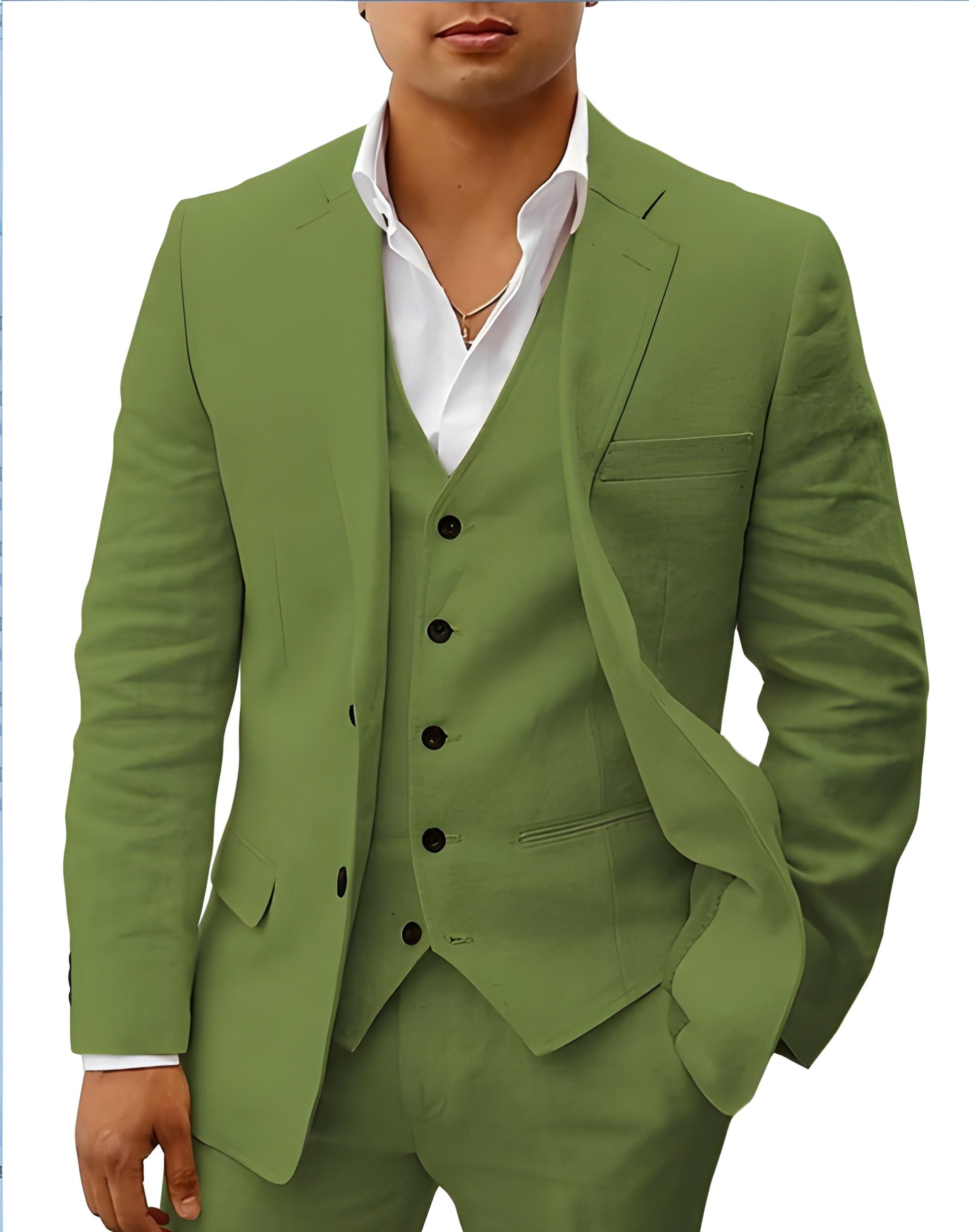Men's Three-Piece Suit with Notch Lapel, Waistcoat and Trousers