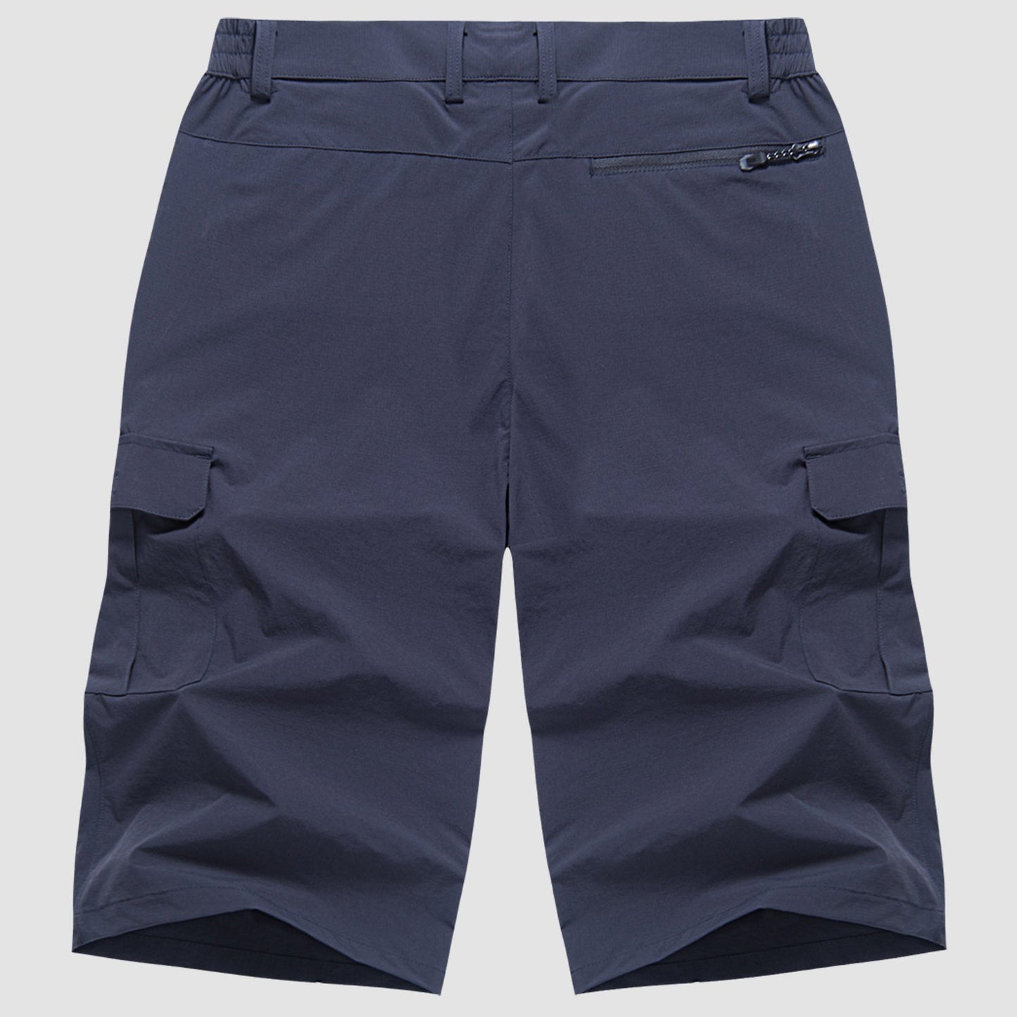 Men's Three-Quarter Cargo Shorts with Zip Pockets and Button Closure