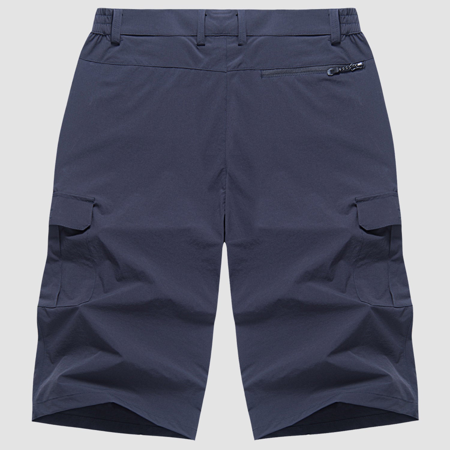 Men's Three-Quarter Cargo Shorts with Zip Pockets and Button Closure