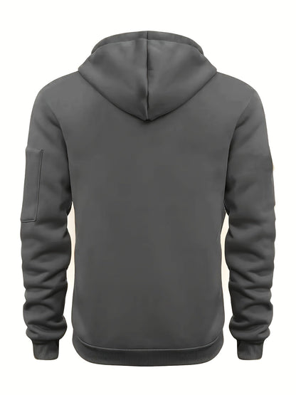 Men's Tracksuit Set with Hood and Cargo Joggers Half-Zip