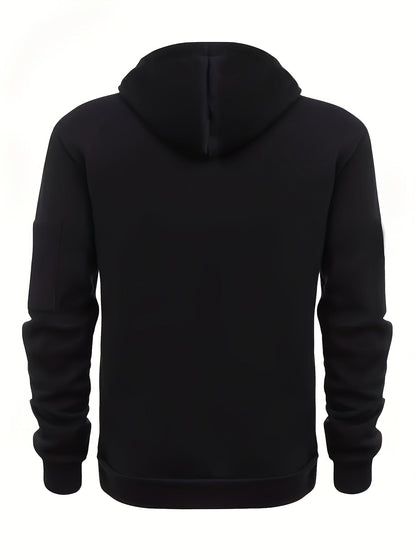 Men's Tracksuit Set with Hood and Cargo Joggers Half-Zip