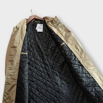 Men's Trench Coat with Button Closure and Quilted Lining