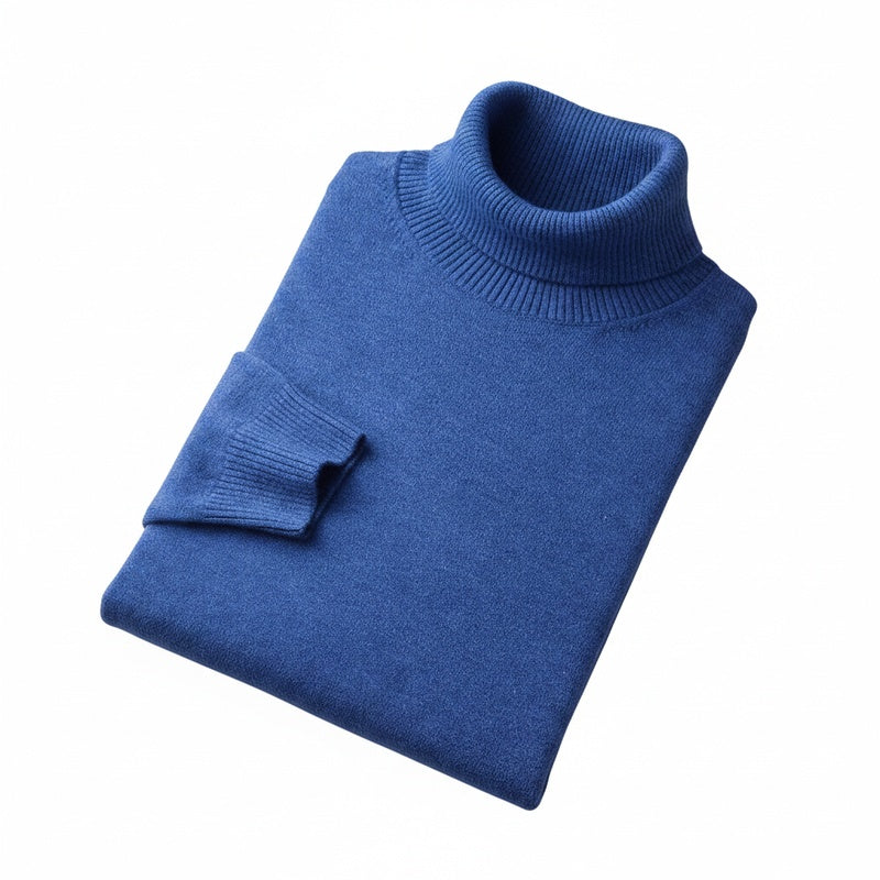 Men's Turtleneck Sweater with Long Sleeves and Slim Fit