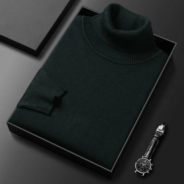 Men's Turtleneck Sweater with Long Sleeves and Slim Fit