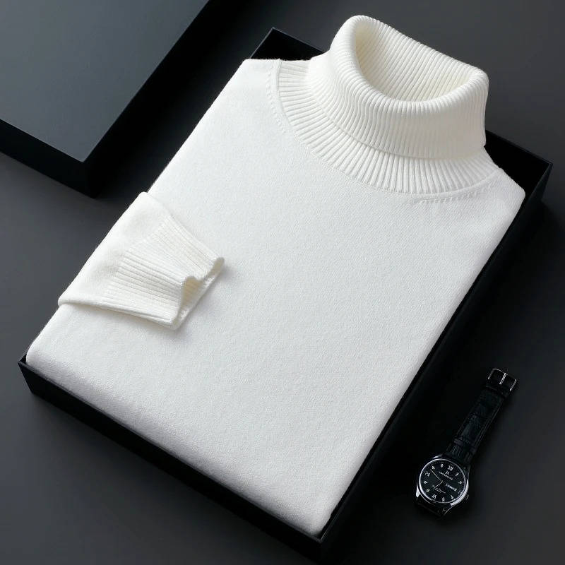Men's Turtleneck Sweater with Long Sleeves and Slim Fit