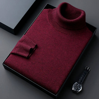 Men's Turtleneck Sweater with Long Sleeves and Slim Fit