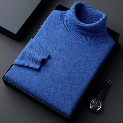 Men's Turtleneck Sweater with Long Sleeves and Slim Fit