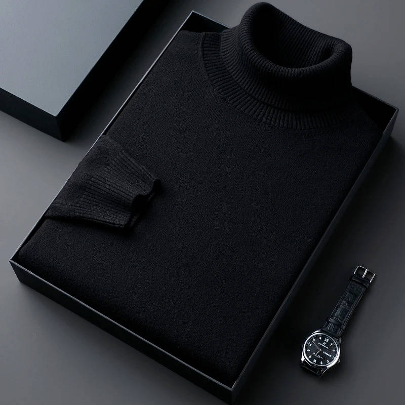 Men's Turtleneck Sweater with Long Sleeves and Slim Fit