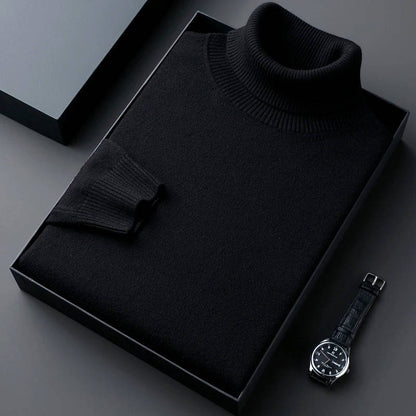 Men's Turtleneck Sweater with Long Sleeves and Slim Fit