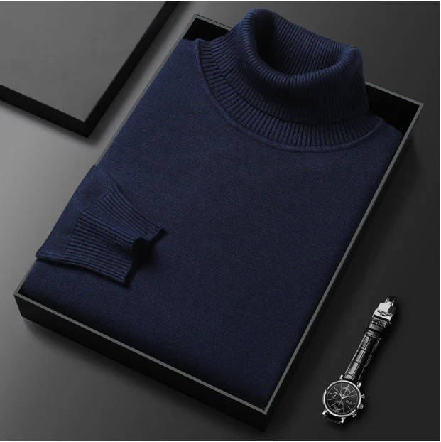 Men's Turtleneck Sweater with Long Sleeves and Slim Fit