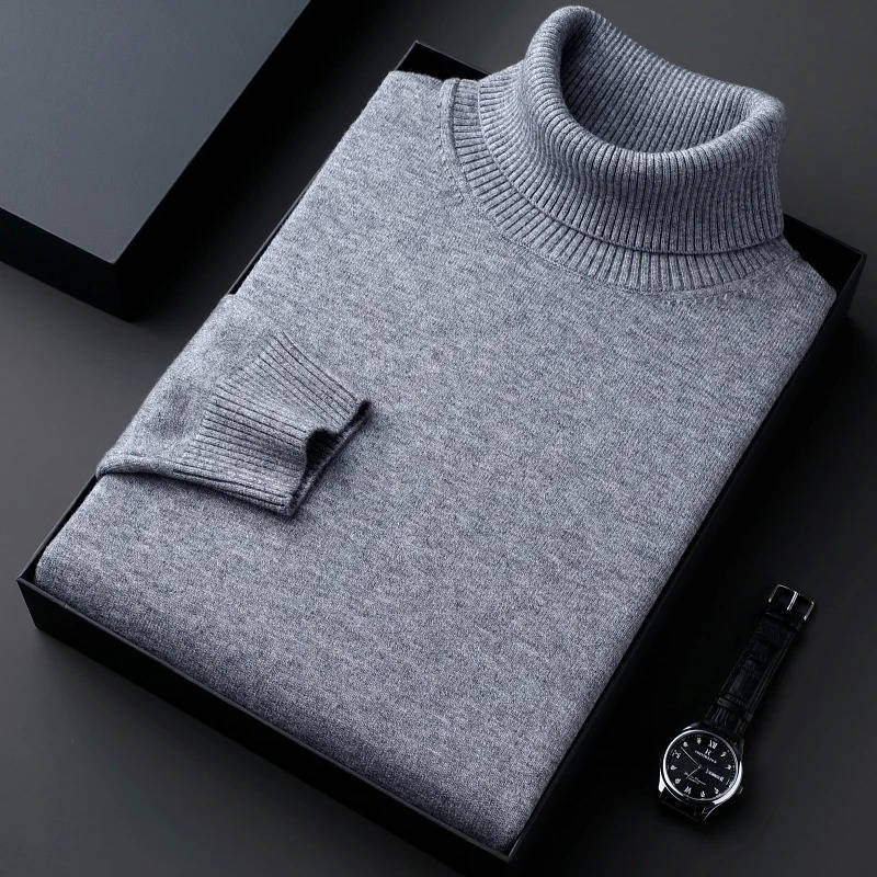 Men's Turtleneck Sweater with Long Sleeves and Slim Fit