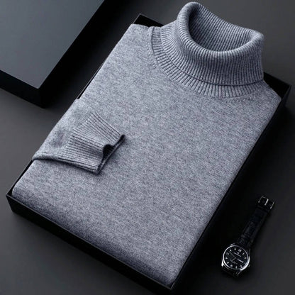 Men's Turtleneck Sweater with Long Sleeves and Slim Fit