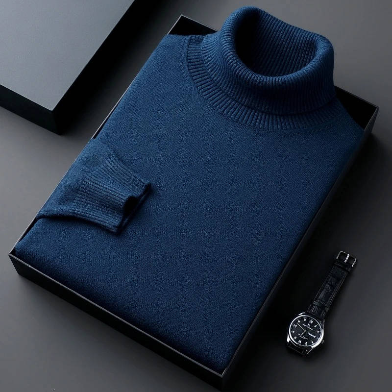 Men's Turtleneck Sweater with Long Sleeves and Slim Fit