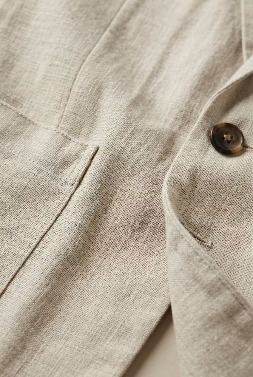 Men's Two-Piece Suit Set with Blazer and Relaxed Fit Trousers