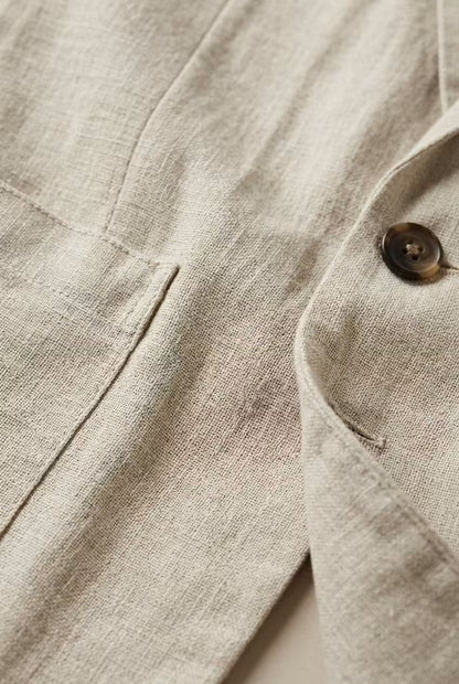 Men's Two-Piece Suit Set with Blazer and Relaxed Fit Trousers