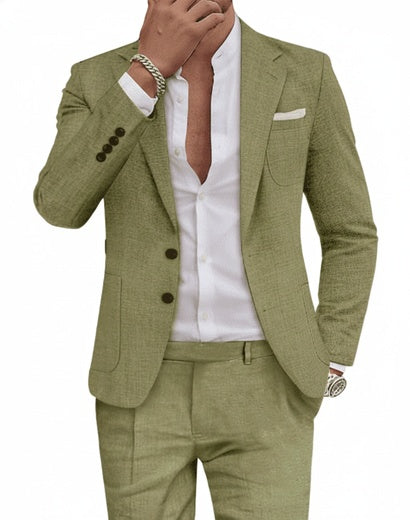 Men's Two-Piece Suit Slim Fit with Notch Lapel and Straight Trousers