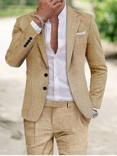 Men's Two-Piece Suit Slim Fit with Notch Lapel and Straight Trousers