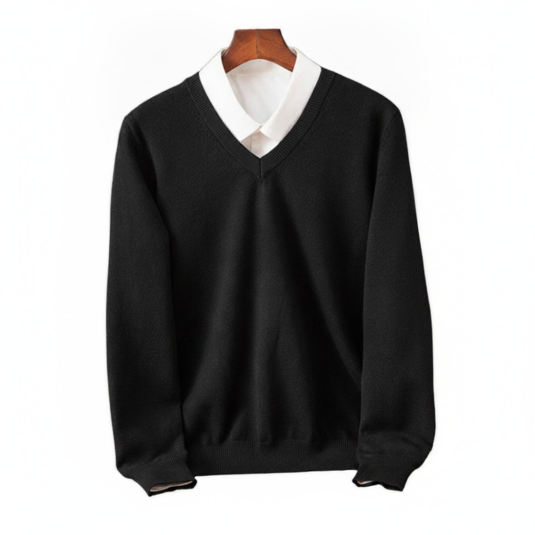 Men's V-Neck Sweater Long Sleeve Slim Fit