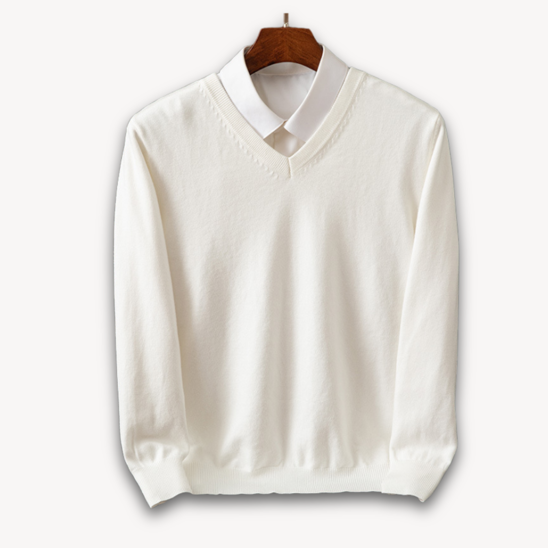 Men's V-Neck Sweater Long Sleeve Slim Fit