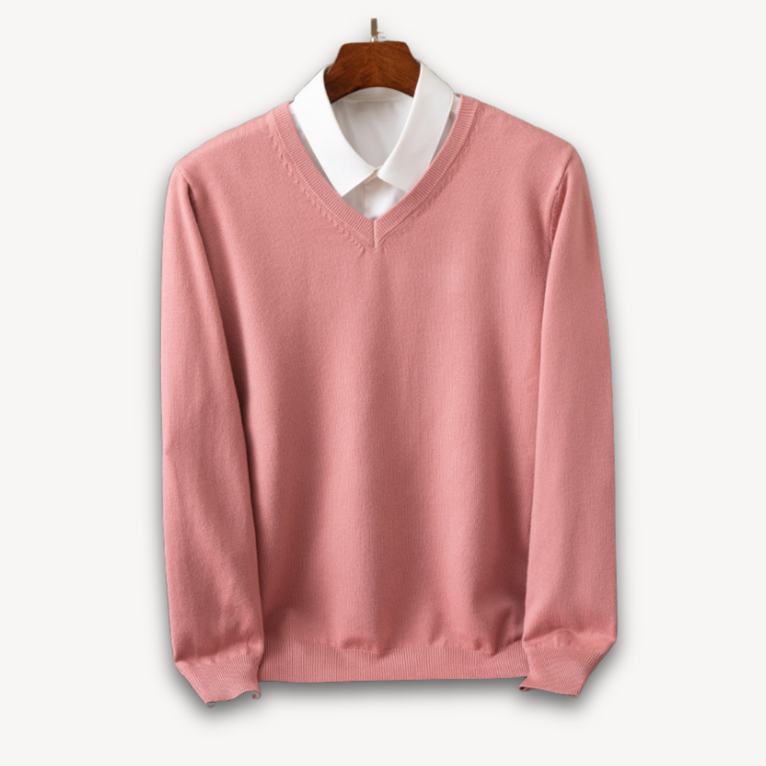 Men's V-Neck Sweater Long Sleeve Slim Fit