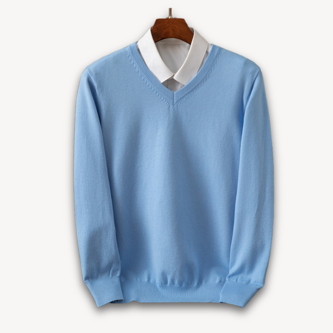 Men's V-Neck Sweater Long Sleeve Slim Fit