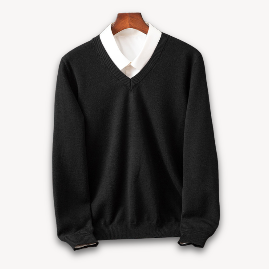 Men's V-Neck Sweater Long Sleeve Slim Fit