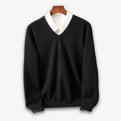 Men's V-Neck Sweater Long Sleeve Slim Fit