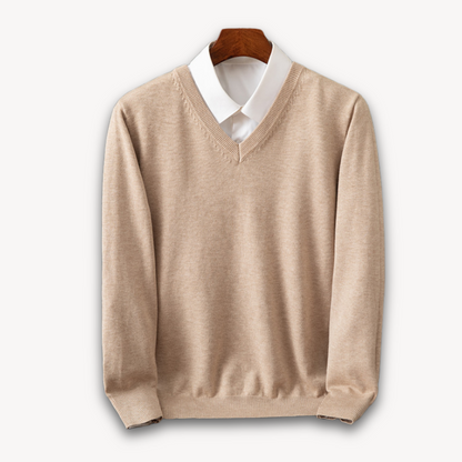 Men's V-Neck Sweater Long Sleeve Slim Fit