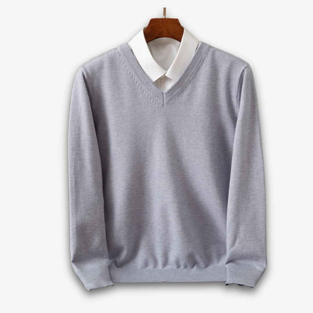 Men's V-Neck Sweater Long Sleeve Slim Fit